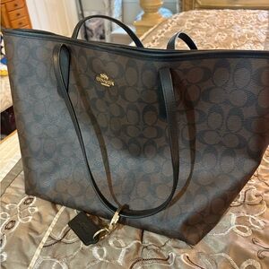 Coach Dark Brown Signature Tote
